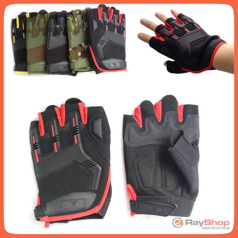 Guantes tácticos de medio dedo con nudillos reforzados, 5 colores