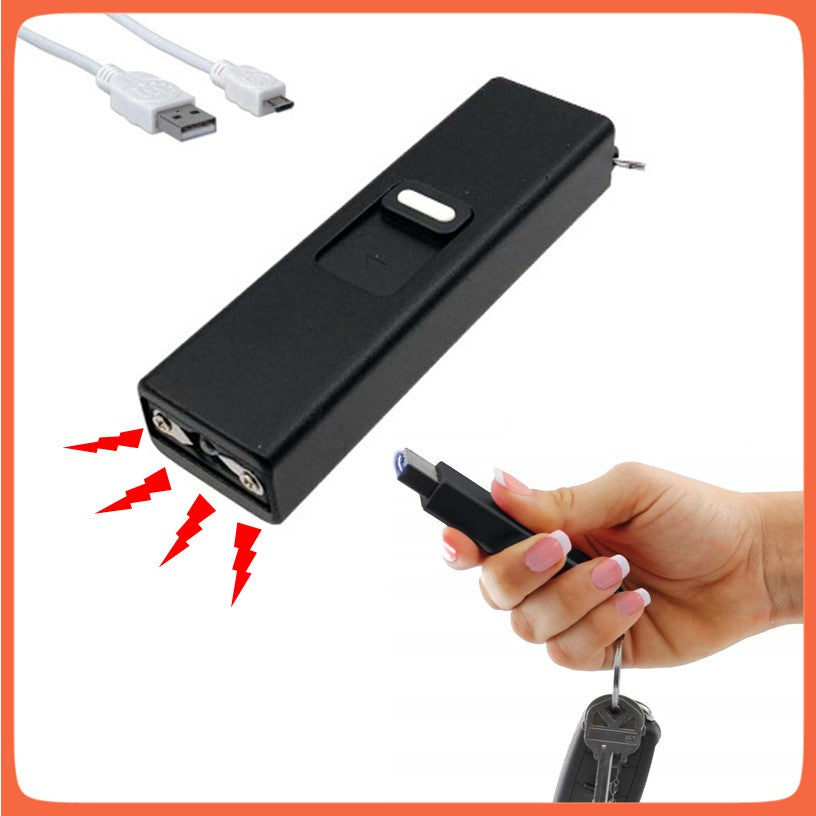 Mini paralizador tipo llavero con linterna, recargable por USB (TW-1502)