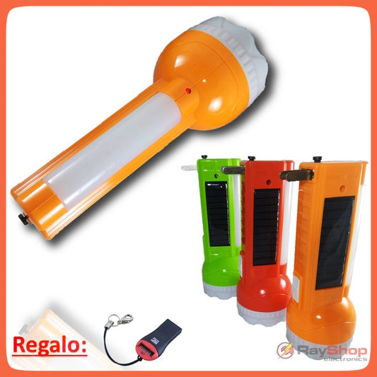 Lámpara solar de mano recargable de 500 lúmenes con luz lateral