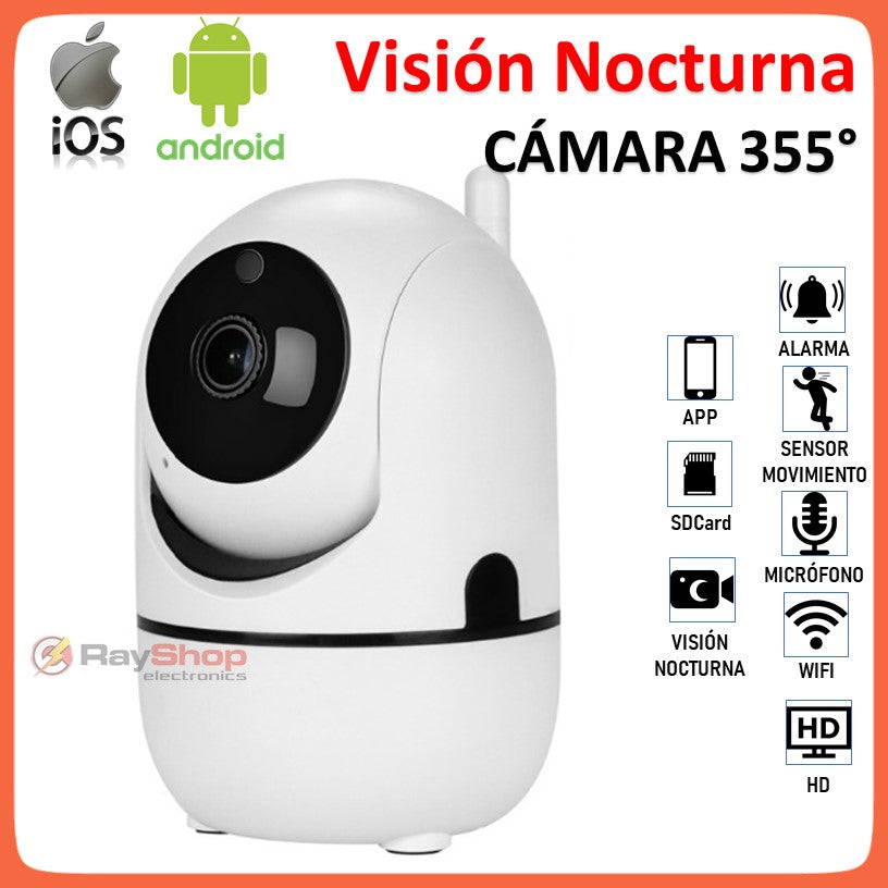 Cámara Wi-Fi motorizada con visión nocturna, audio bidireccional y app, Y13