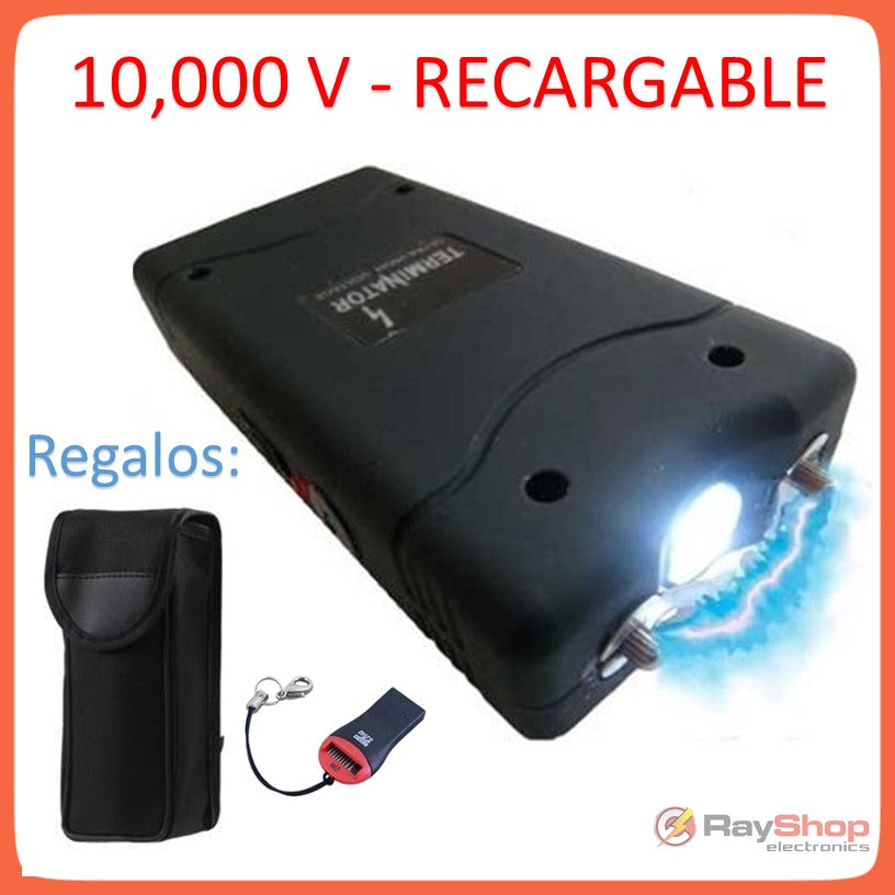 Stun gun grande con lámpara LED y funda con ojal DJ800