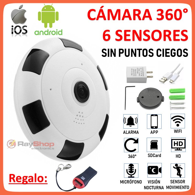 Cámara de seguridad panorámica Wi-Fi con micrófono y altavoz, JK93