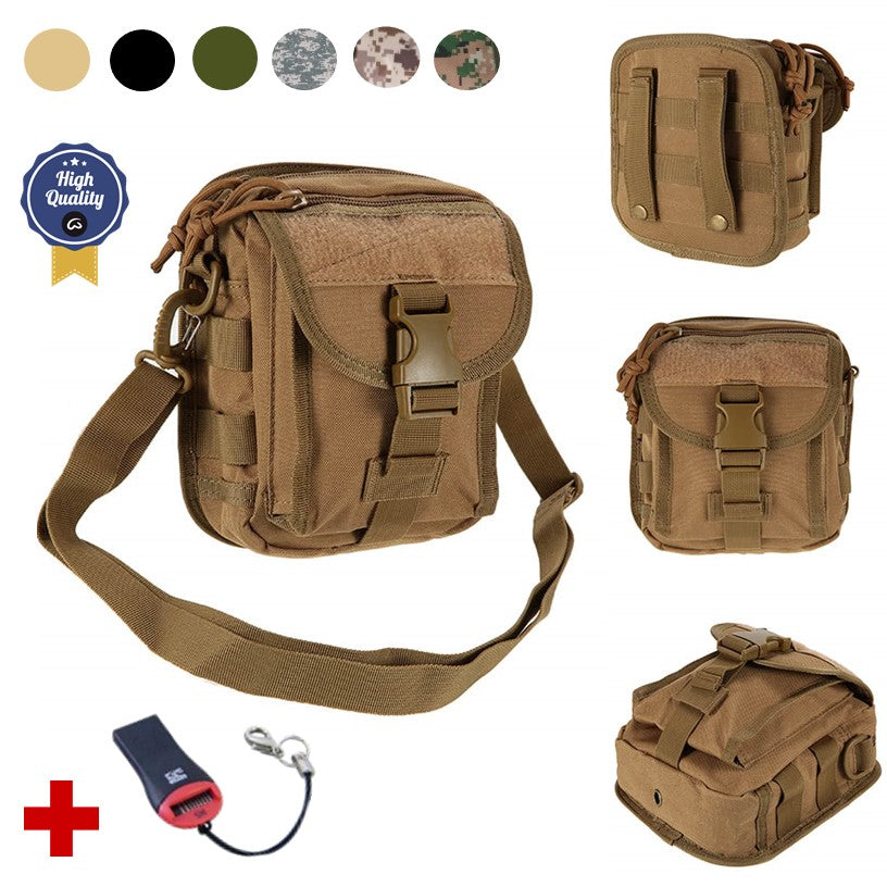 Bolsa táctica cruzada con MOLLE y 5 compartimentos para celular y esenciales - foto 2