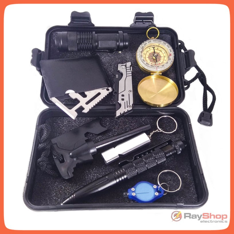 Kit de supervivencia táctico para acampar con lámpara, navaja y brújula (W01) - foto 2