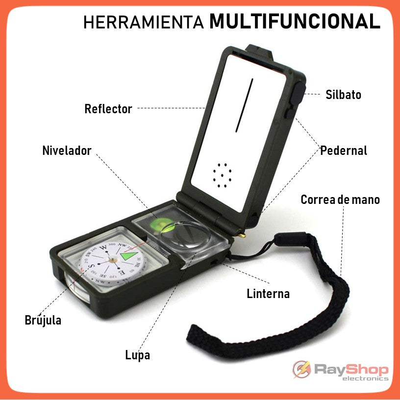Kit de supervivencia multifunción con brújula, pedernal y termómetro - foto 2