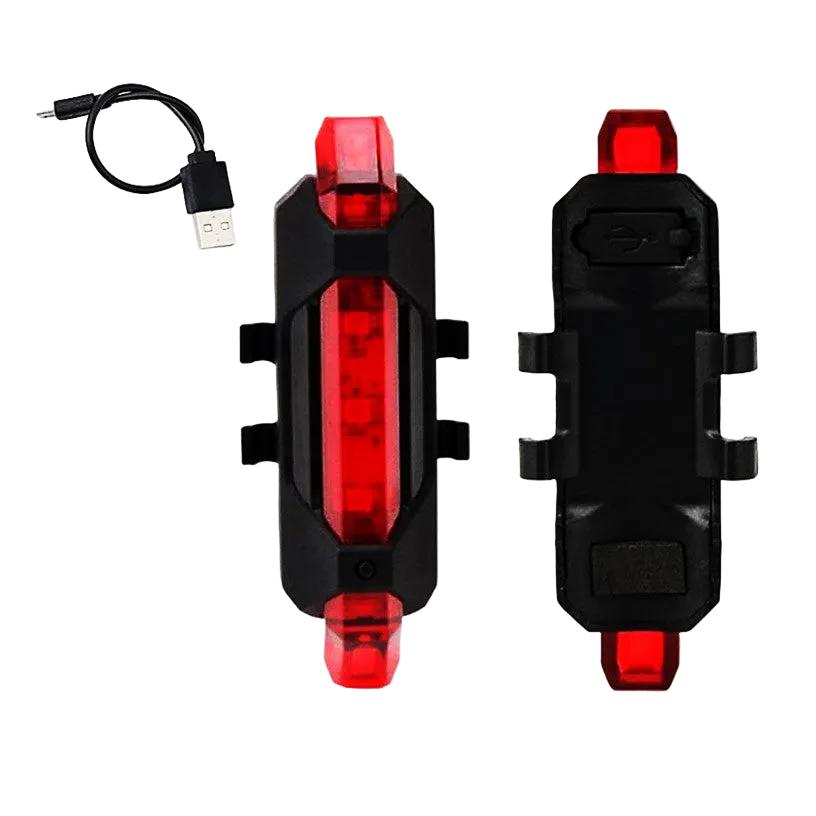 Luz trasera roja para bicicleta, recargable por USB y sellada - foto 2