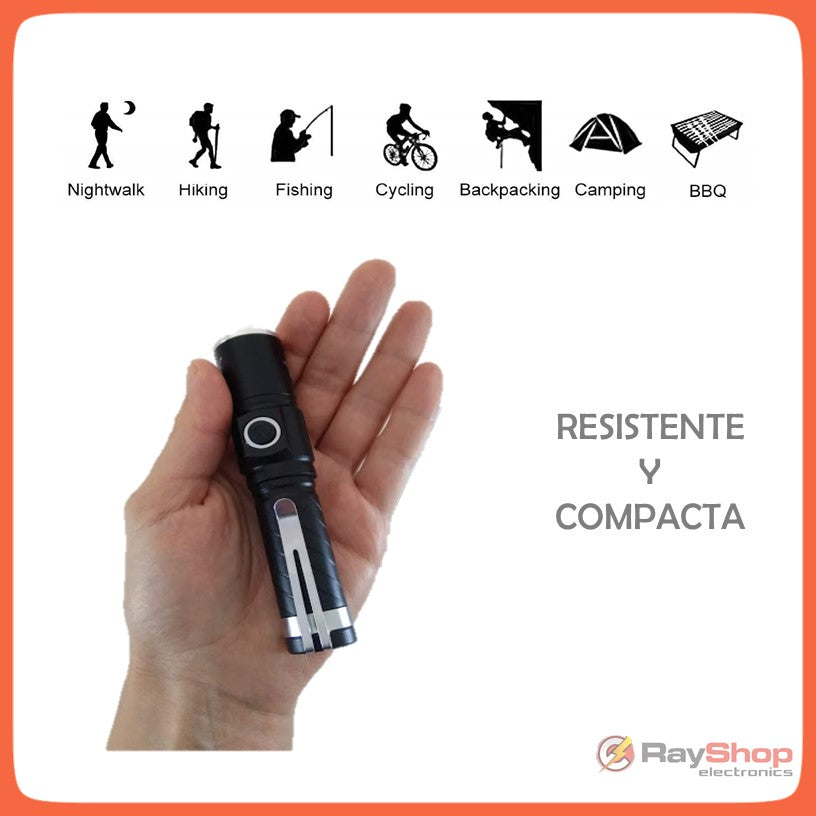 Mini linterna táctica 2 en 1 con imán, luz lateral y soporte para bici - foto 2