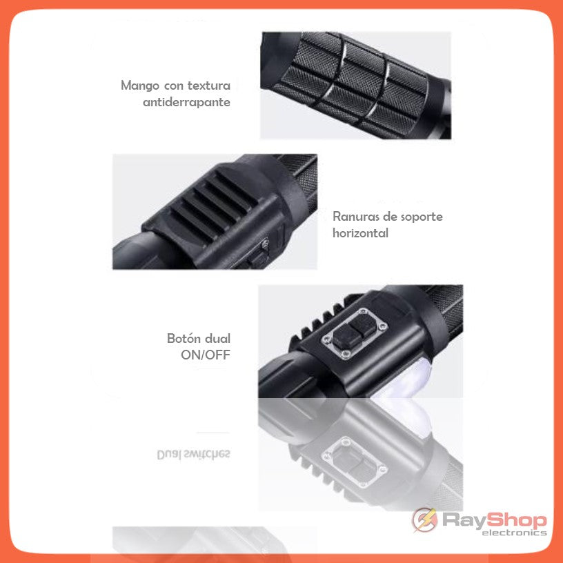 Linterna táctica CREE T6 de 3000 lúmenes con luz lateral y efecto patrulla - foto 2