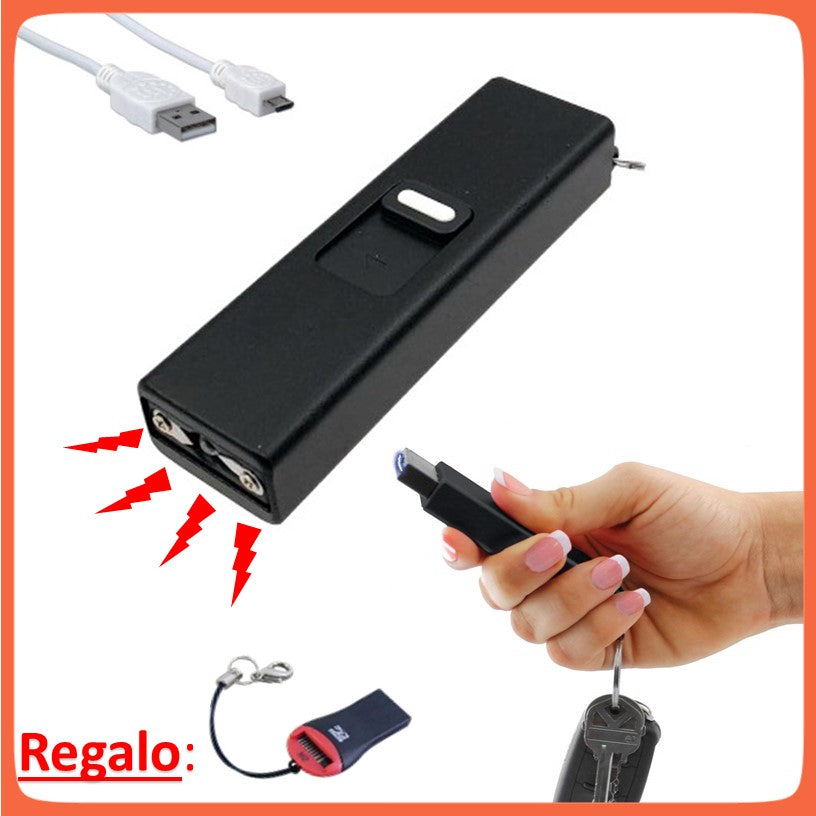 Mini paralizador tipo llavero con linterna, recargable por USB (TW-1502) - foto 2