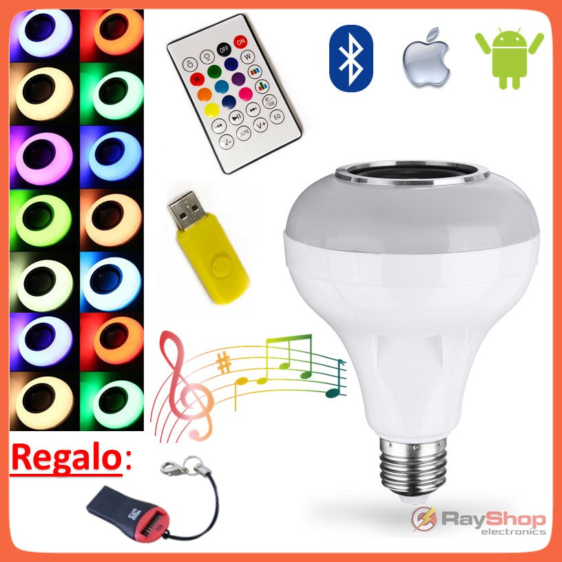 Foco bocina Bluetooth LED multicolor con control remoto (L6402) - foto 2