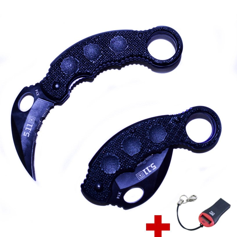 Navaja táctica tipo karambit plegable de acero inoxidable con clip - foto 2