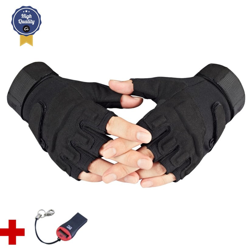 Guantes tácticos de dedos cortos con nudillos y palma acolchada - foto 2