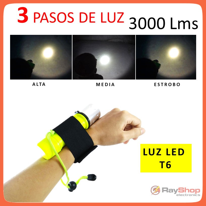 Linterna sumergible de 3000 lúmenes con chip T6 para buceo (DT266) - foto 2