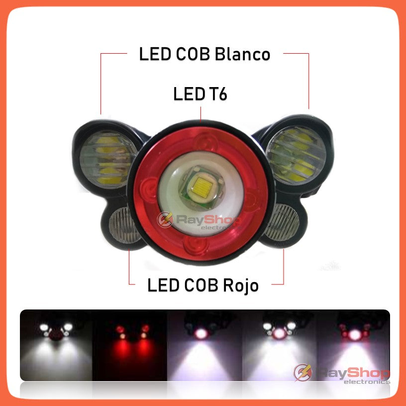 Linterna de cabeza con 5 LED, luz blanca y roja, 5000 lúmenes (DT215) - foto 2