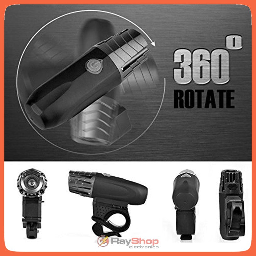Luz para bicicleta recargable de 320 lúmenes con base giratoria 360° (T2256) - foto 2
