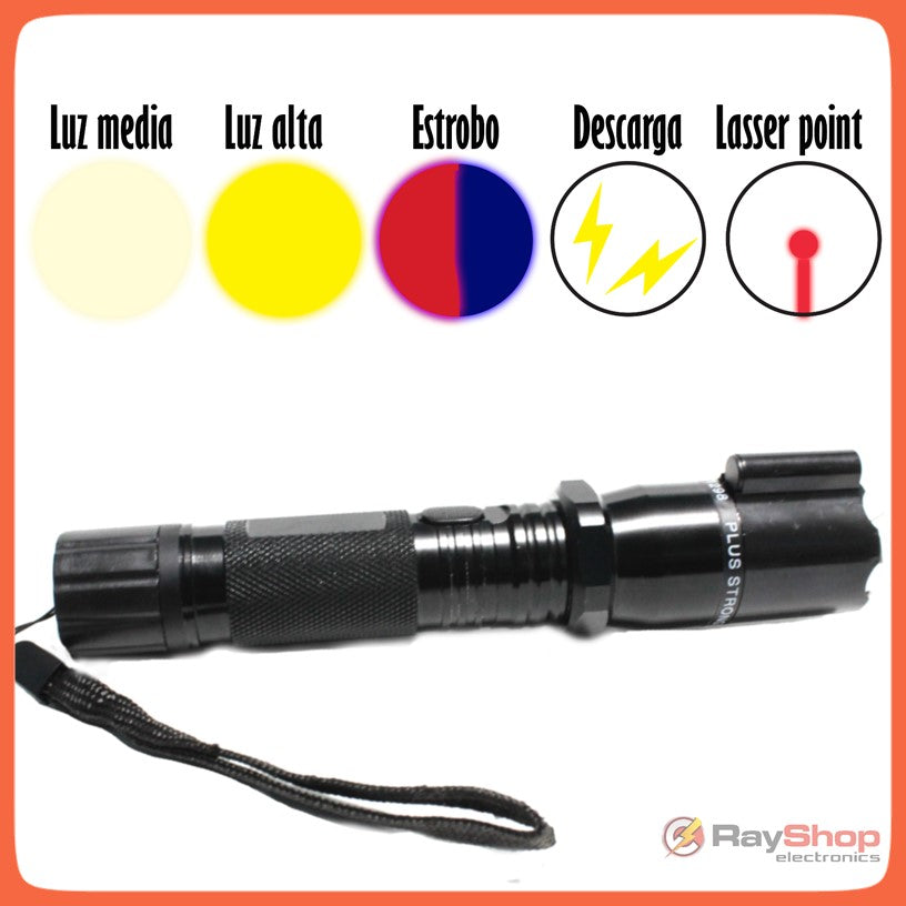 Lámpara táctica con descarga eléctrica, láser rojo y LED Cree de 1200 lúmenes - foto 2