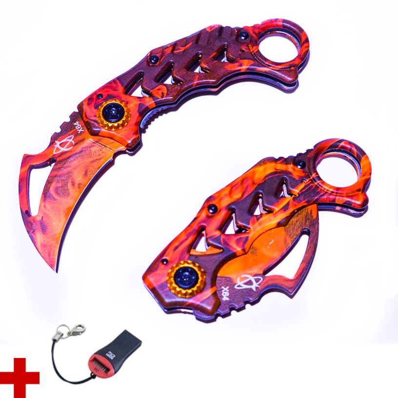 Navaja plegable estilo karambit de acero inoxidable con clip (101-7) - foto 2