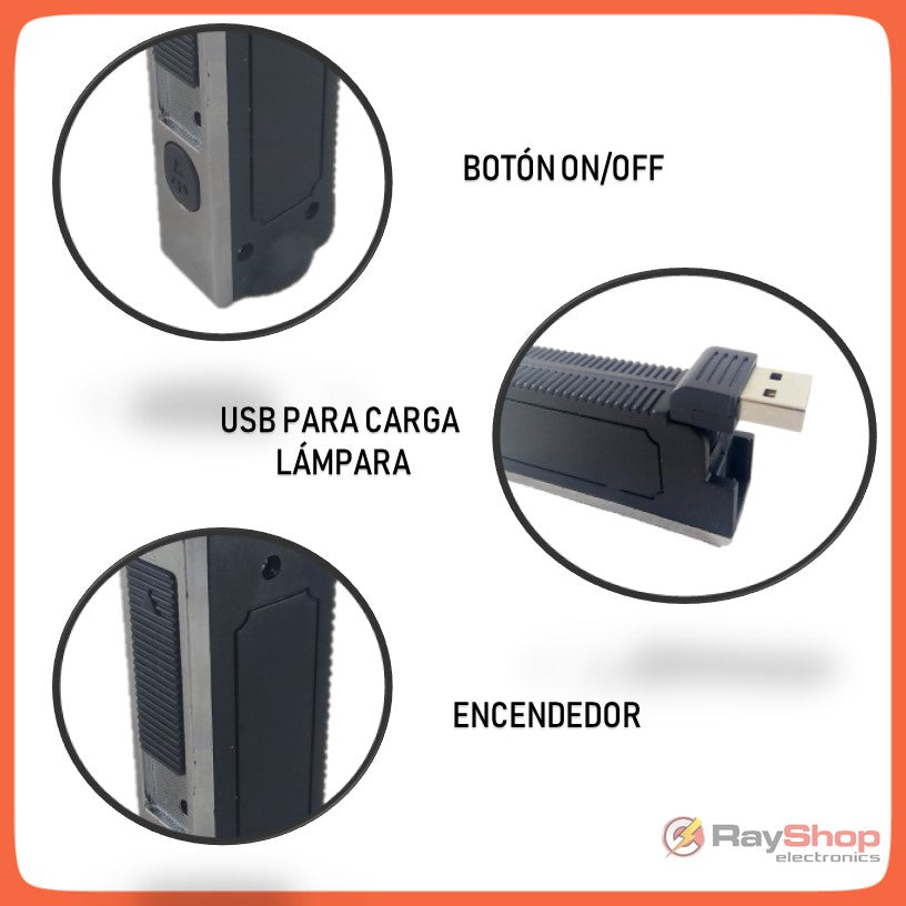 Encendedor electrónico con lámpara LED 2 en 1 recargable por USB (CD141) - foto 2