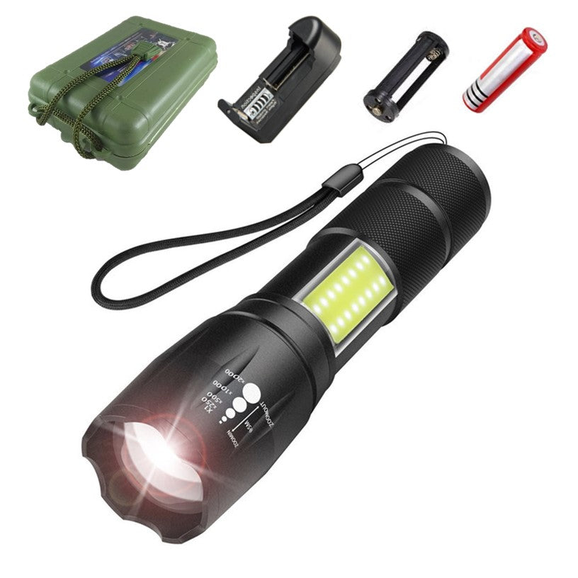 Linterna táctica de 2500 lúmenes con LED CREE T6 y luz COB - foto 2