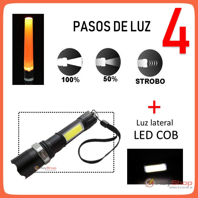 Lámpara táctica de 2800 lúmenes con COB lateral, zoom y cono señalizador (DT353) - foto 2