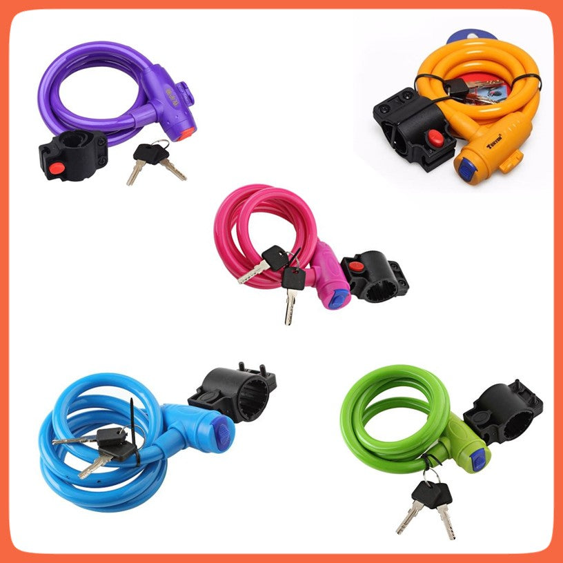 Candado de cable de 1.2 m para bici y moto, con soporte y llaves - foto 2