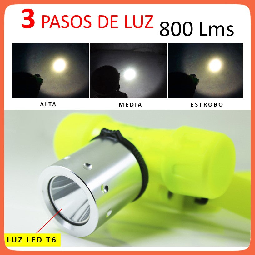 Linterna de cabeza sumergible IP68, 800 lúmenes, interruptor magnético (DT113) - foto 2