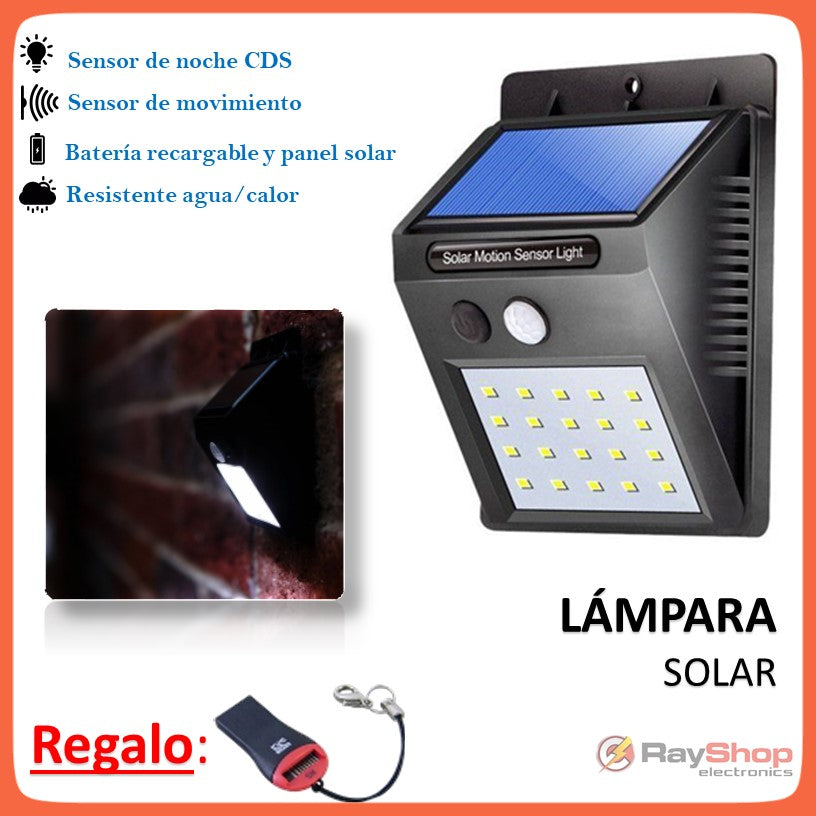 Lámpara solar de pared con 10 LED y sensor de movimiento para exterior (GN009) - foto 2
