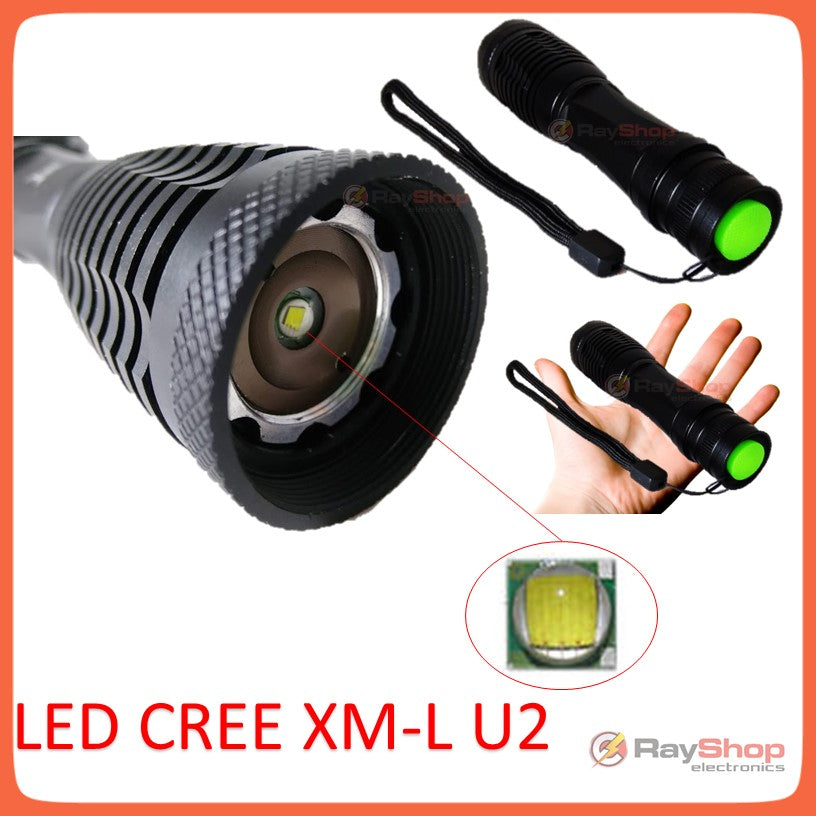 Mini linterna táctica de 3000 lúmenes con LED CREE U2 y correa de mano - foto 2