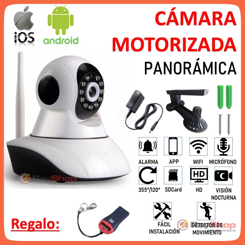 Cámara robótica Wi-Fi con micrófono y app V380, para interiores