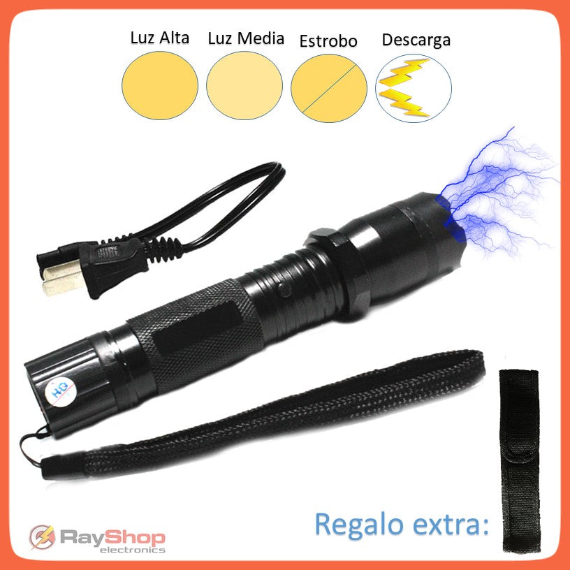 Lámpara táctica con descarga eléctrica recargable de aluminio, modelo M2013