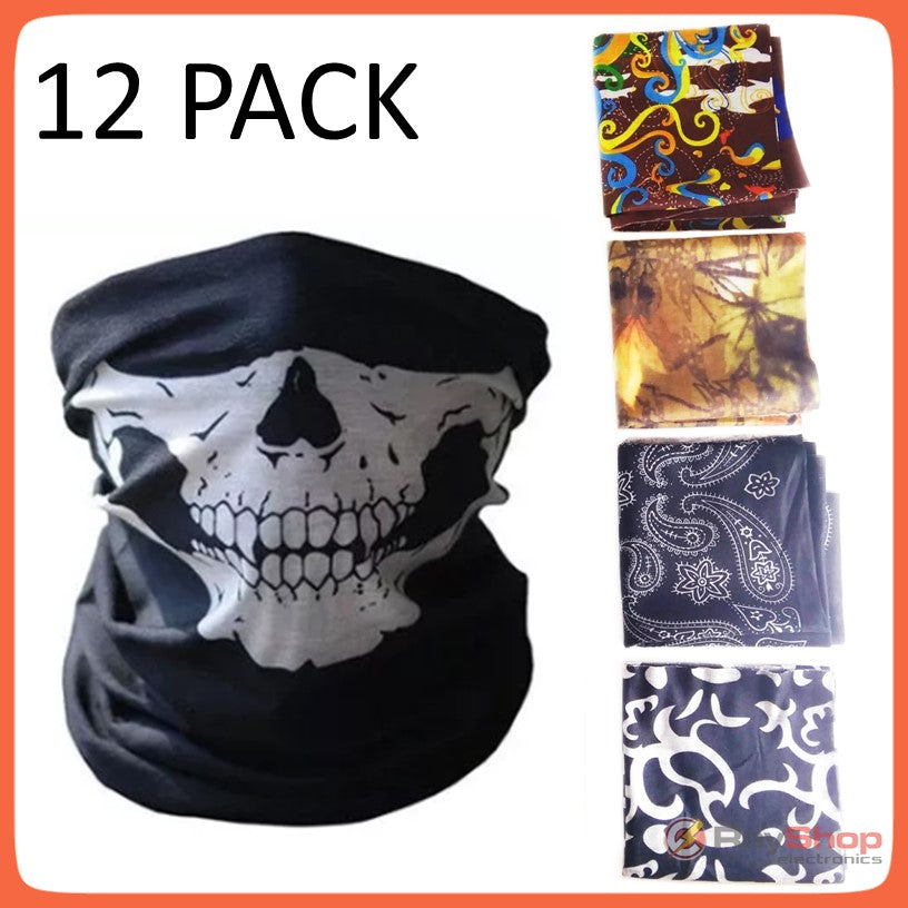 Paquete de 12 bandanas tubulares multiusos de microfibra (TJ01-12P)