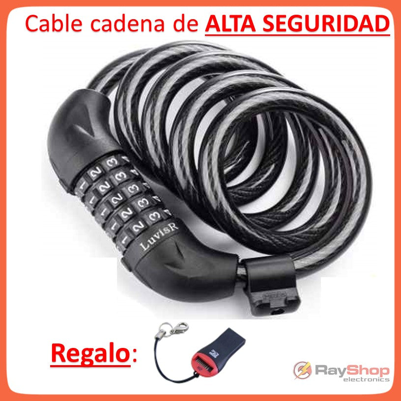 Candado de cable con combinación de 5 dígitos, 120 cm (S866) - foto 3