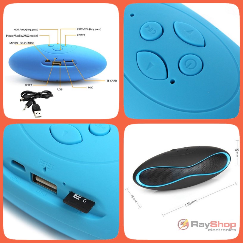 Bocina Bluetooth portátil recargable con radio FM y ranura micro SD - foto 3