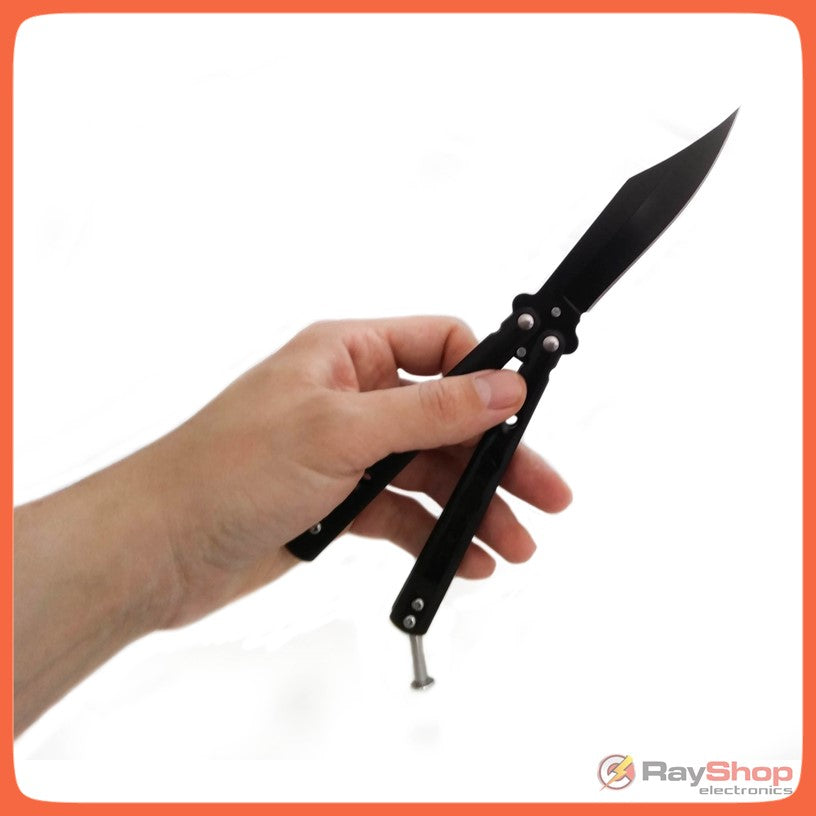 Navaja mariposa balisong negra de acero inoxidable - foto 2