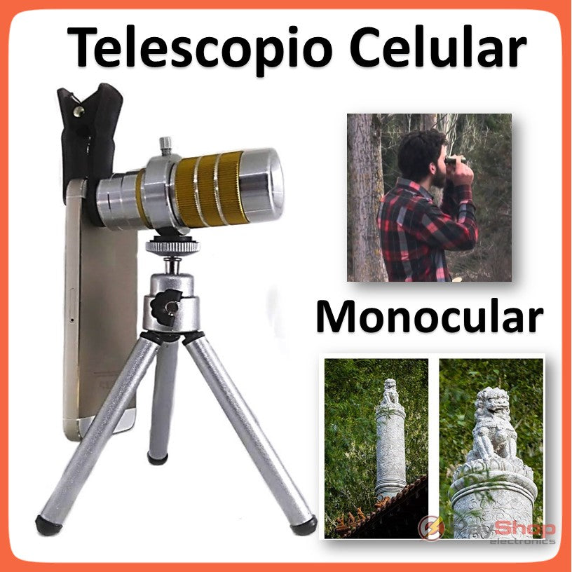 Telescopio 10x para celular con clip y monocular 10x18 - foto 3