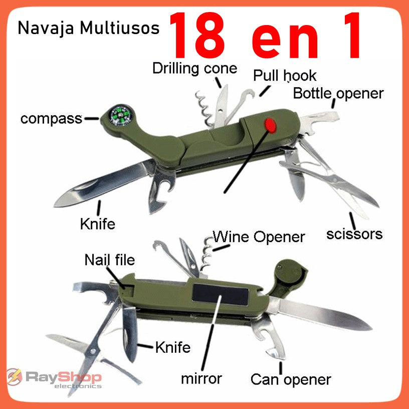 Navaja multiusos de 18 funciones con brújula y linterna TS17 - foto 2