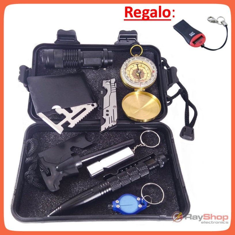 Kit de supervivencia táctico para acampar con lámpara, navaja y brújula (W01) - foto 3