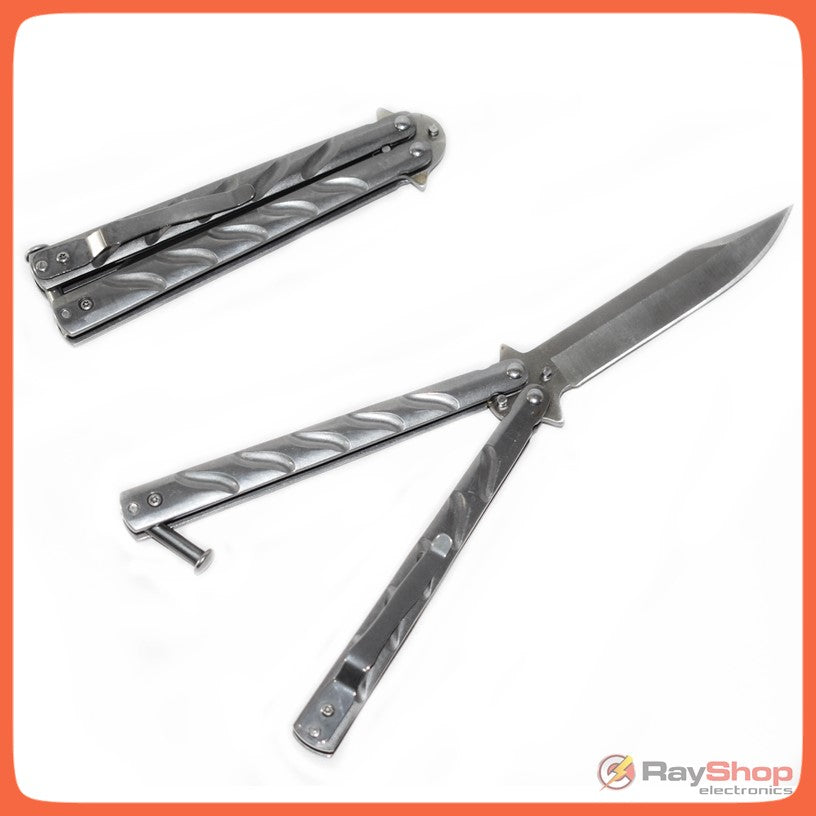 Navaja mariposa balisong de acero inoxidable con clip - foto 2