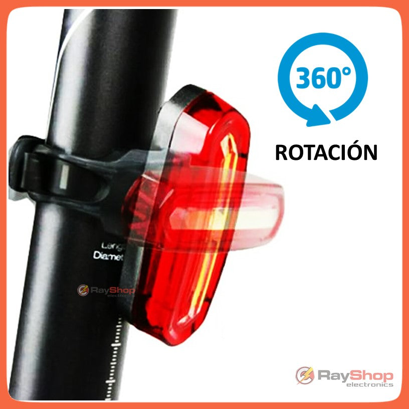 Luz trasera para bicicleta recargable en rojo, azul y magenta - foto 3