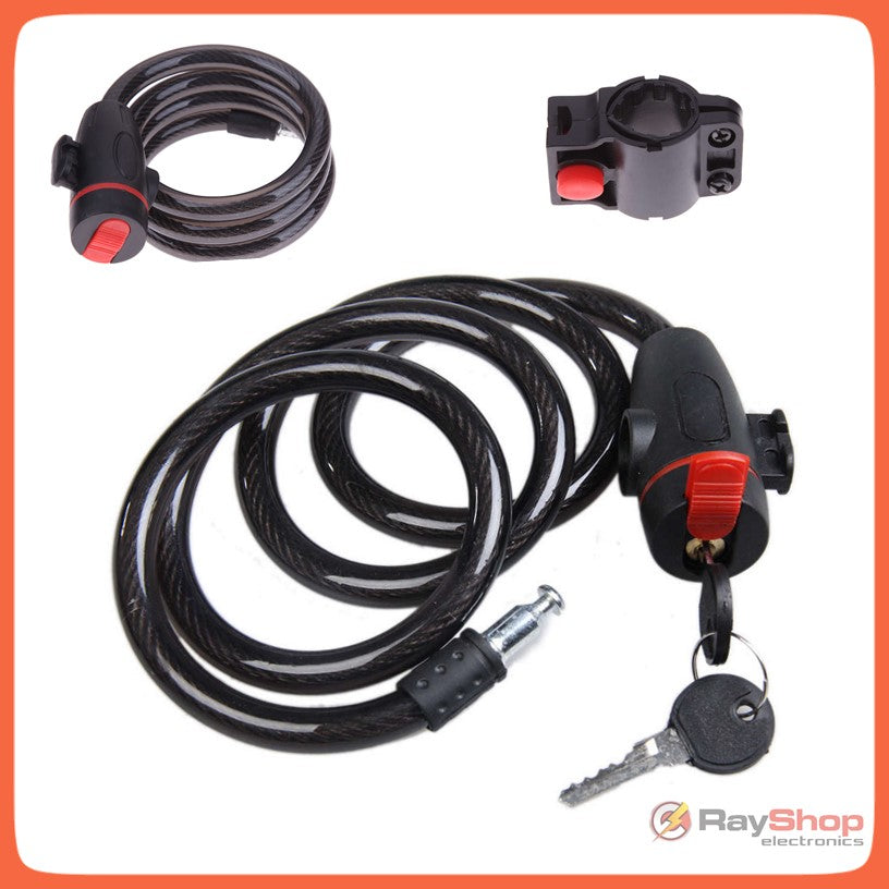 Candado de cable de 1.2 m para bici y moto, con soporte y llaves - foto 3