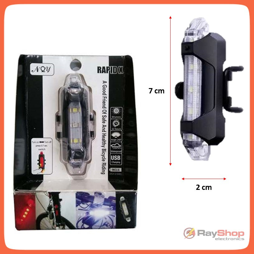 Luz trasera para bicicleta con LED rojo y blanco, recargable - foto 3