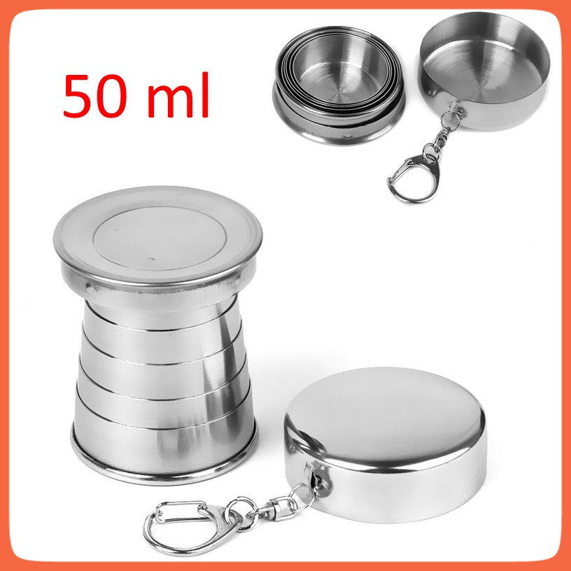 Vaso plegable de acero inoxidable de 50 ml para llavero - foto 2