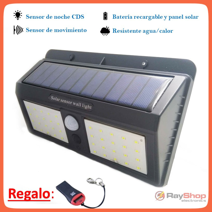 Lámpara solar de pared con 40 LED y sensor de movimiento (L008) - foto 3