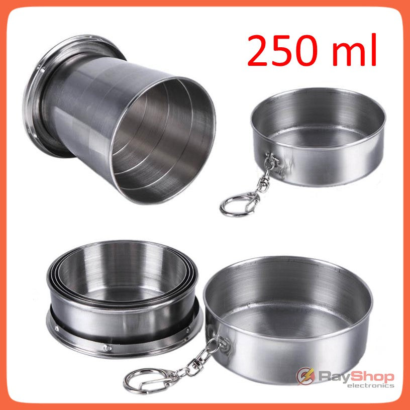 Vaso plegable de acero inoxidable de 250 ml para llavero - foto 2
