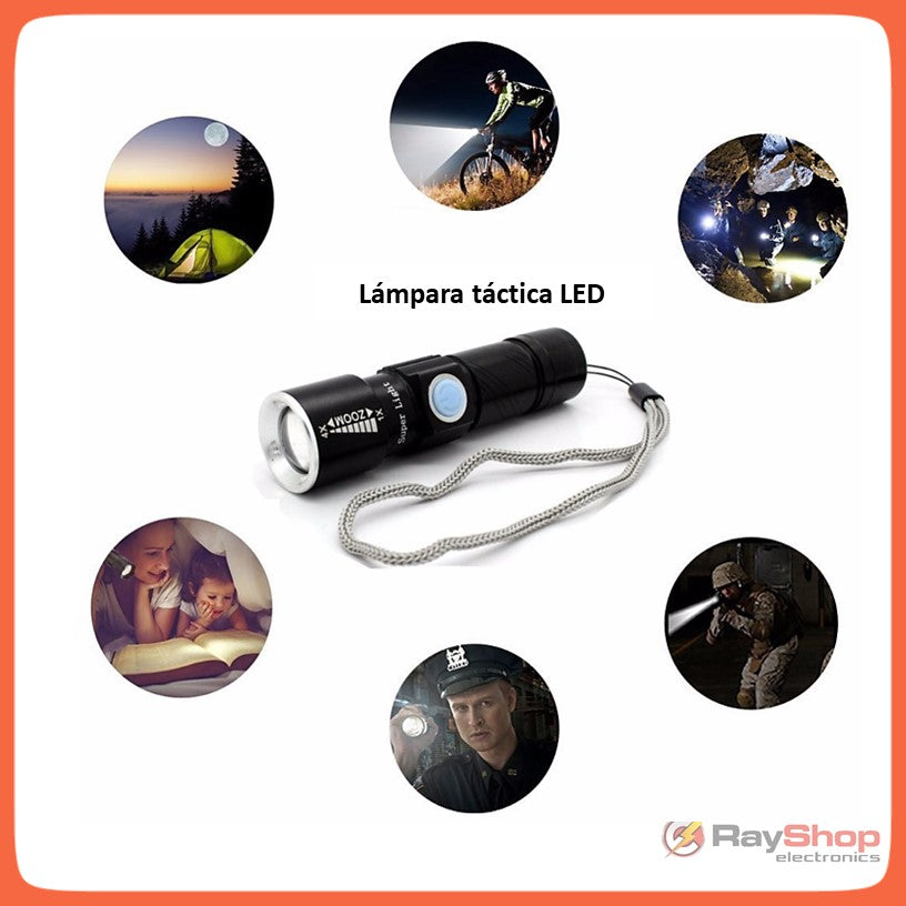 Mini lámpara táctica 2 en 1 recargable con clip, 1200 lúmenes - foto 3