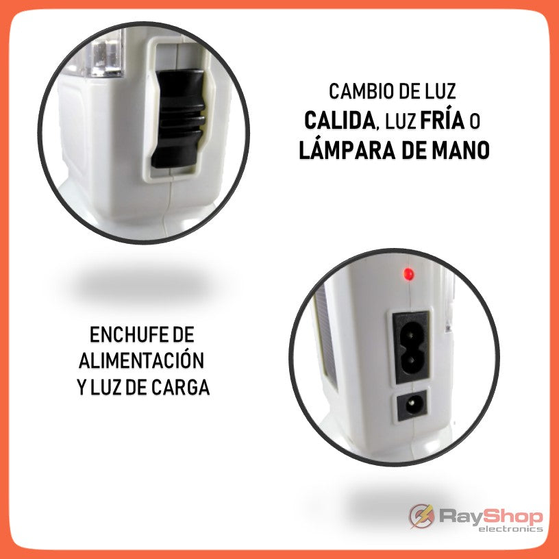 Lámpara de emergencia solar y recargable con luz fría y cálida - foto 3