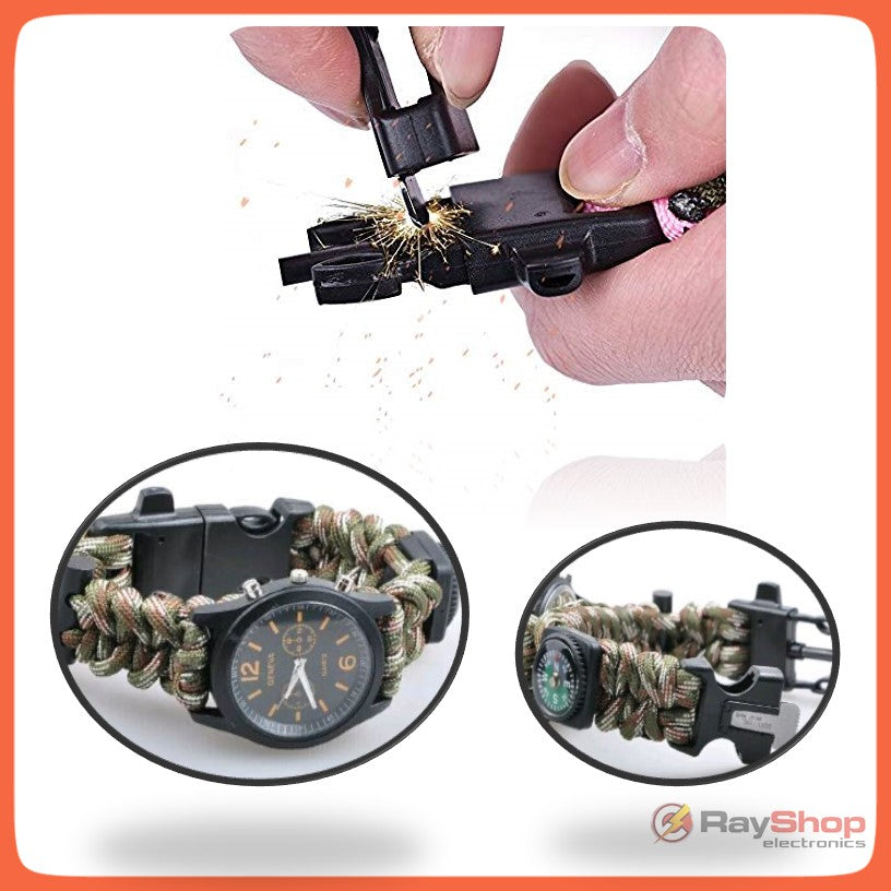 Reloj de supervivencia con pulsera paracord, brújula y silbato - foto 3