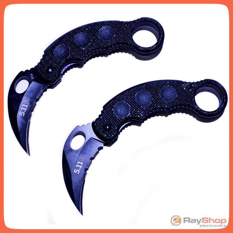 Navaja táctica tipo karambit plegable de acero inoxidable con clip - foto 3