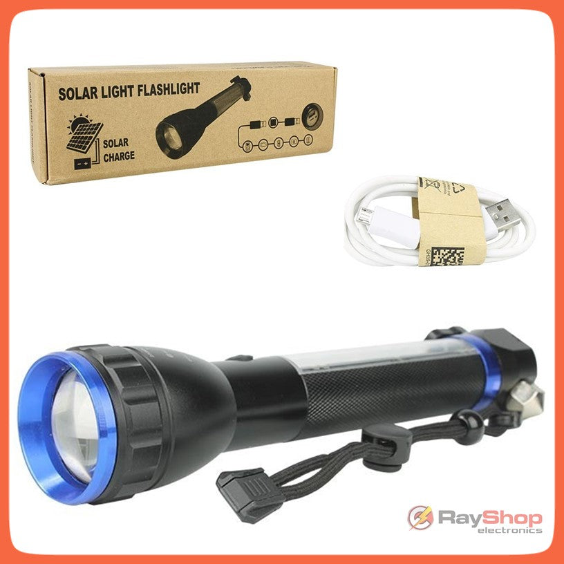 Linterna táctica solar con rompe vidrios, corta soga y power bank (DT261) - foto 3