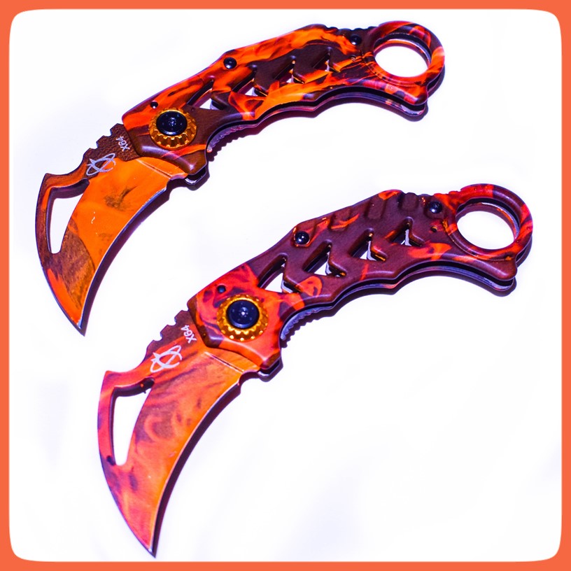 Navaja plegable estilo karambit de acero inoxidable con clip (101-7) - foto 3
